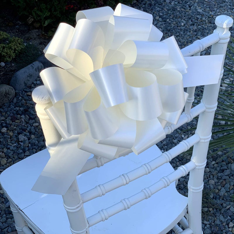 GiftWrap Etc. Large Ivory Ribbon Wedding Bows - 9" Wide, Set of 6, Pull Bows for Gifts, Christmas Presents, Anniversary, Reception Embellishments, School Dance, Mother's Day - Image 4
